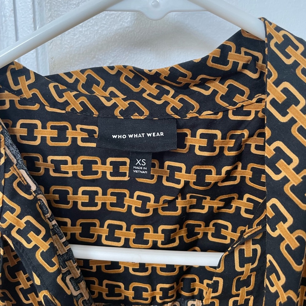 Target Who What Wear long sleeve button down print tie neck